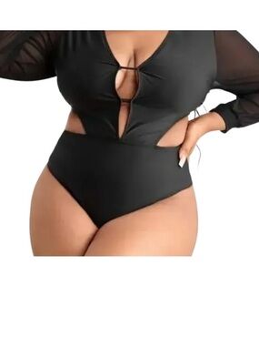 Plus Size Black Cutout One-Piece Swimsuit. Name:Class Is A Lost Art